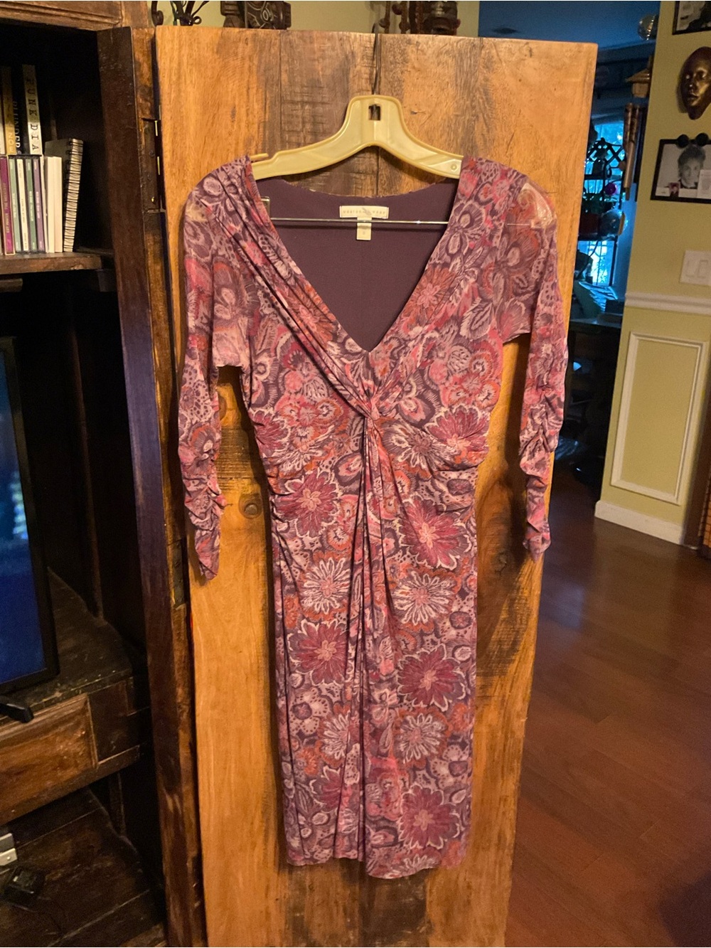 Weston Wear Plum Floral V-Neck Gathered Waist Dress
